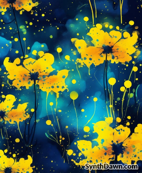 Abstract art of vibrant yellow flowers